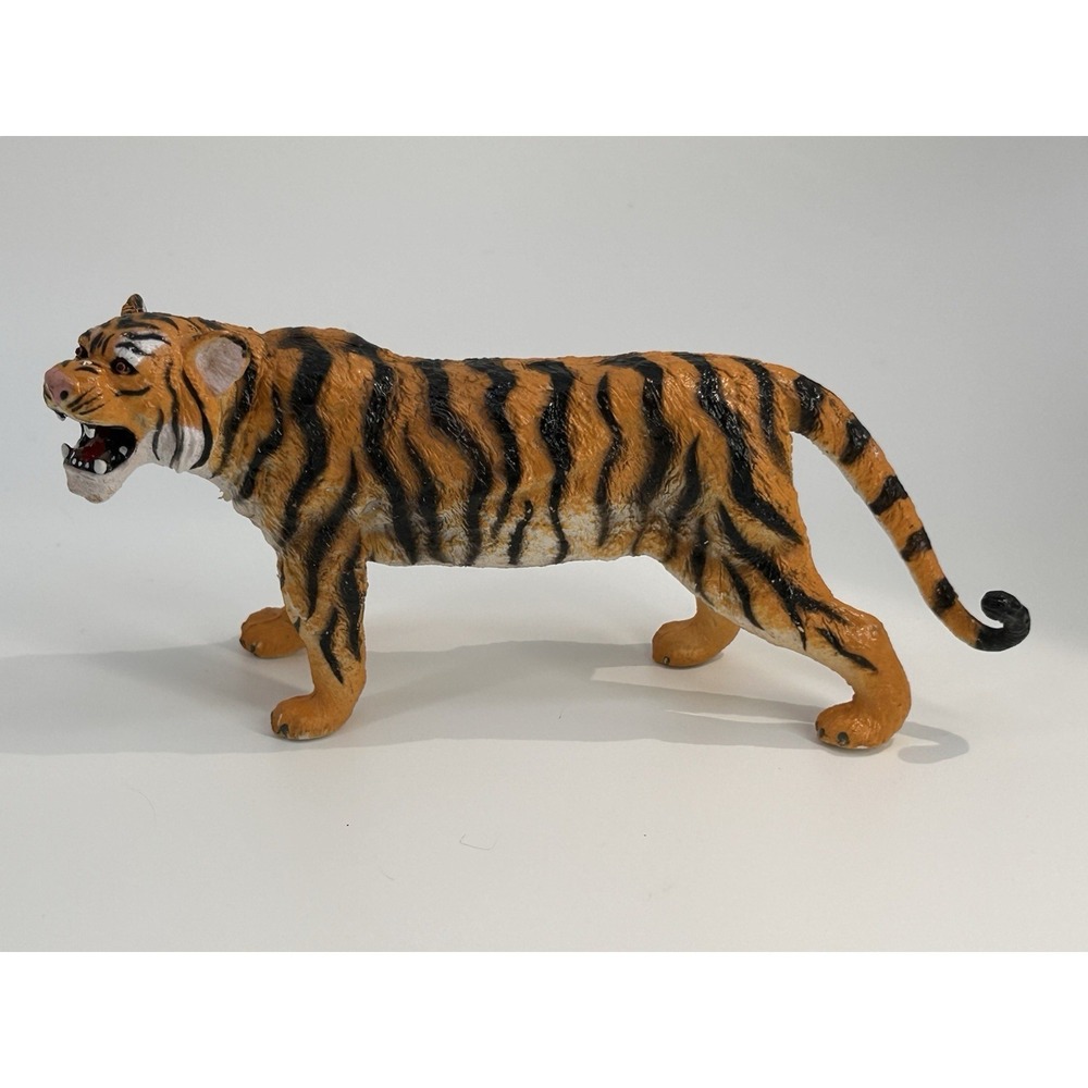 Vintage‎ AAA Painted Bengal Tiger Big Cat Figure Rubber Collectible Toy Animal